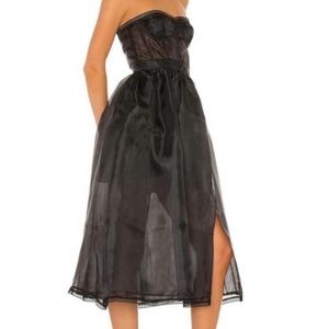 NWT REVOLVE NBD Imagine Boned Bodice Semi Sheer Side Slit Corset Gown in Black
